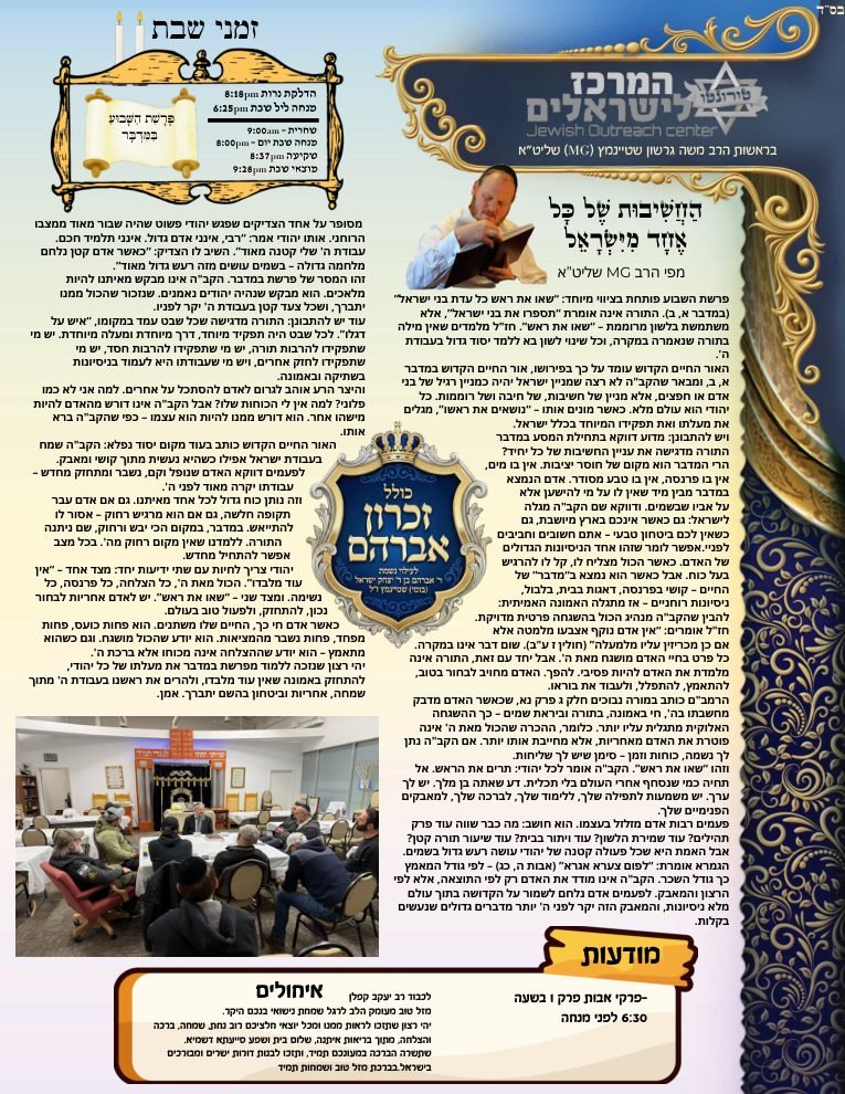Cover of the newsletter for Parashat Bamidbar