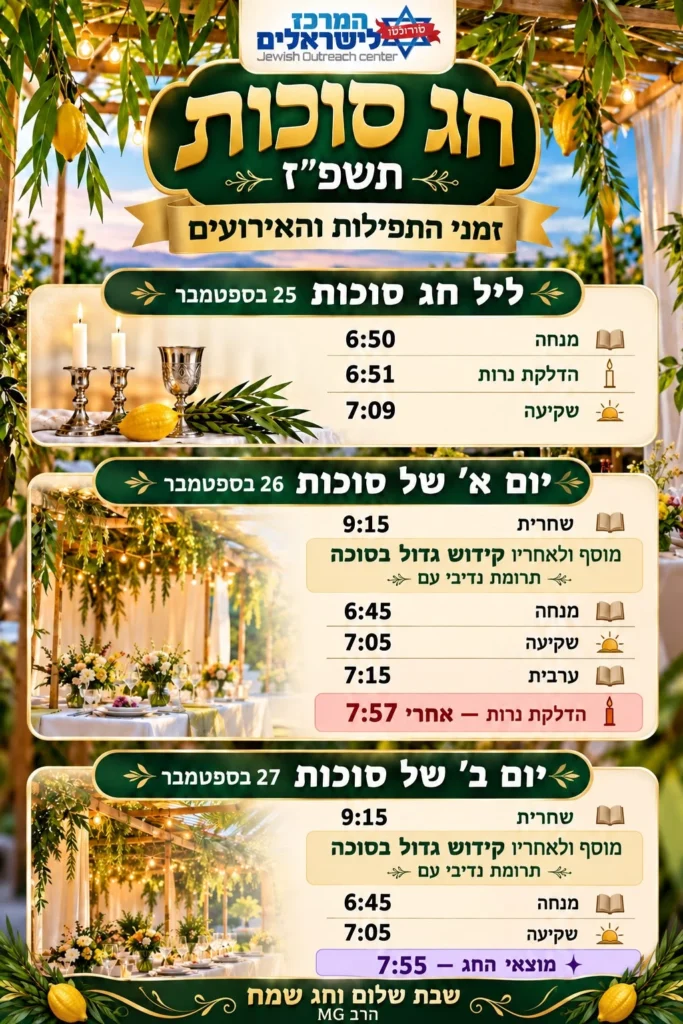 Flyer for חג סוכות תשפ״ז